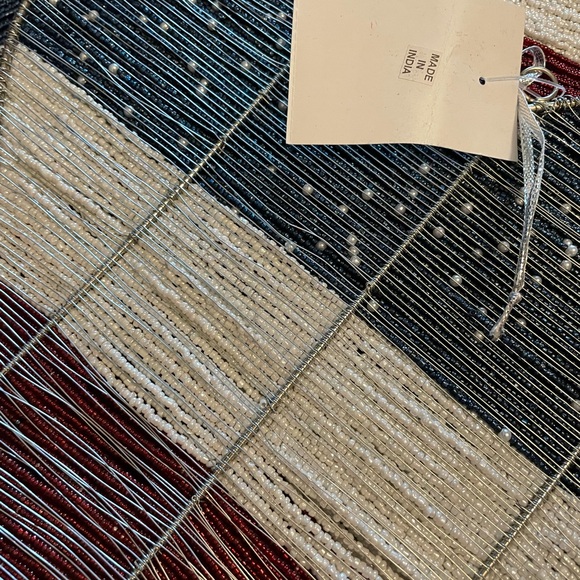 Beaded heart hanging decor. Red white and blue - Picture 4 of 4